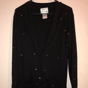 black and rhinestone comfy cardigan